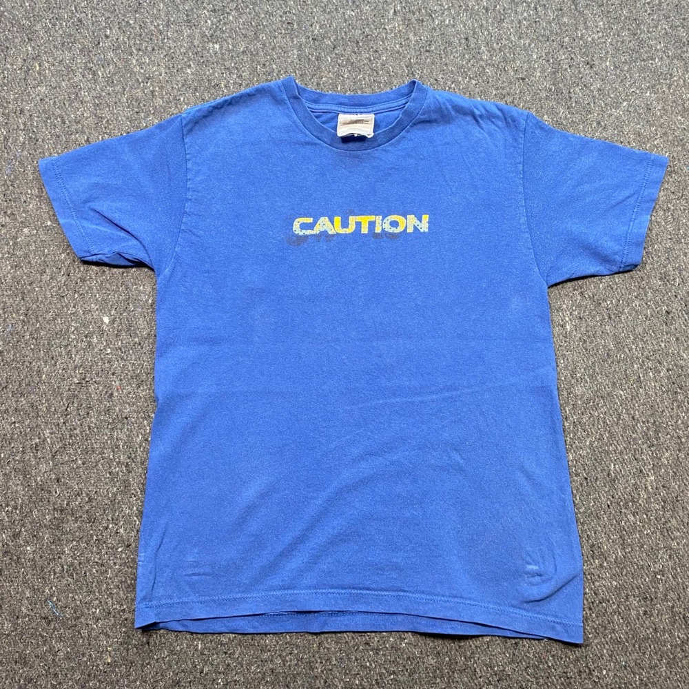 Nike Will Play To Win Shirt Sz M Men Blue Streetwear Caution Graphic Made In USA